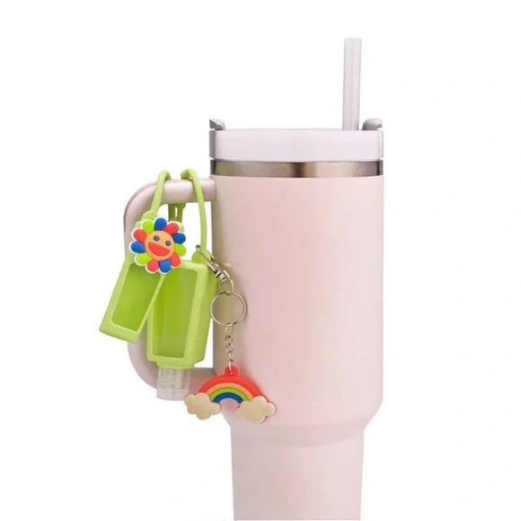 Green Bottle Holder Set with Rainbow Keychain - Picture 2 of 3